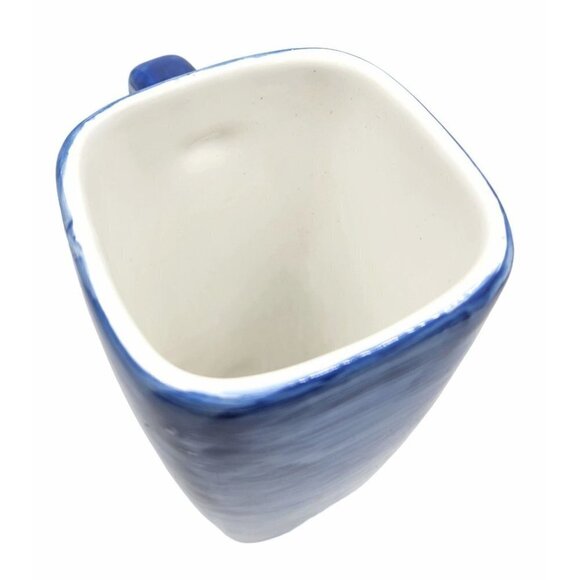 Starbucks Blue Coffee Cup Made in Italy, Blue Ombre 14 oz LARGE Handle Square sh - Picture 2 of 6